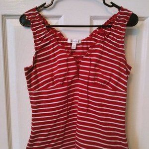 Dressbarn Red & White Sleeves Top Size Petite S